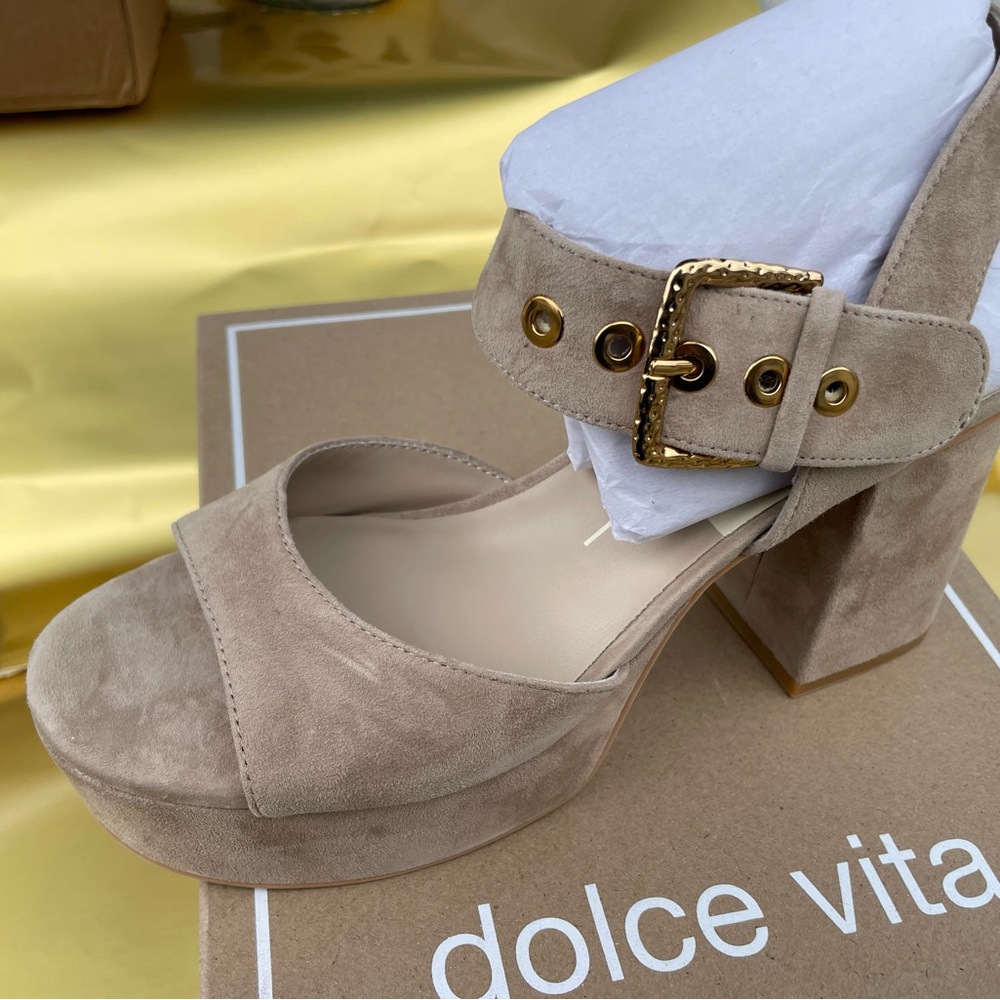 Dolce Vita Tan Platform Sandals with Block Heel